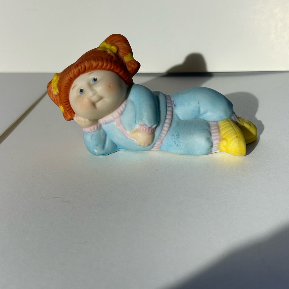 Vintage ceramic cabbage patch kids figurine orange hair girl doll
